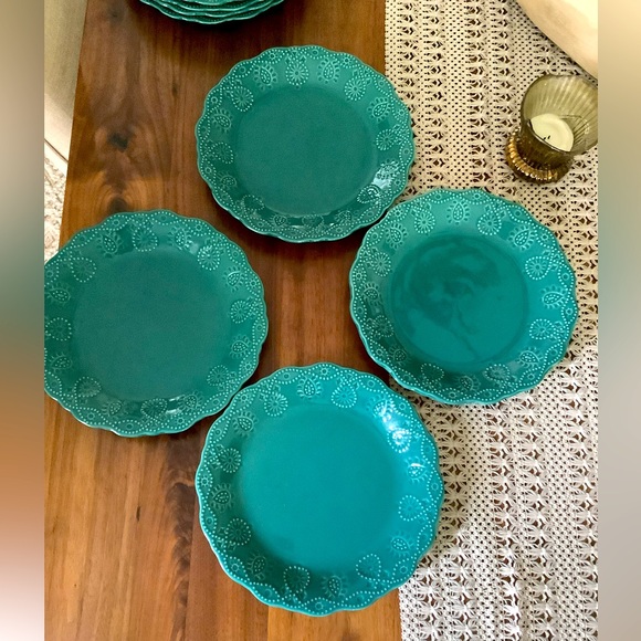 The pioneer woman, cowgirl lace pattern set of four salad/dessert plates - Picture 1 of 5